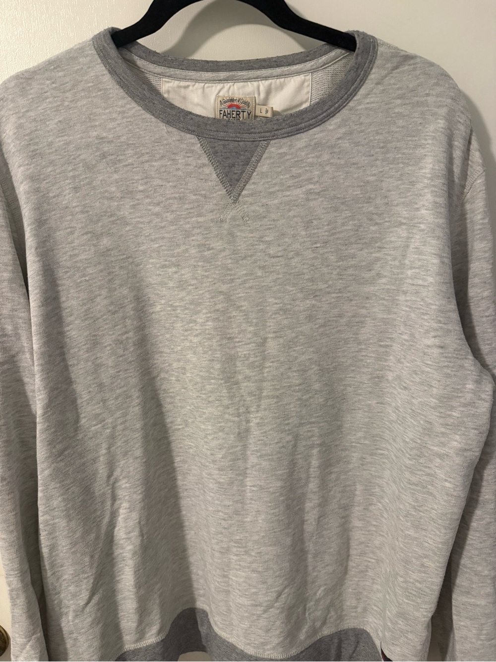 Faherty Men’s Heather Gray Crewneck Sweatshirt Size L - Picture 4 of 8